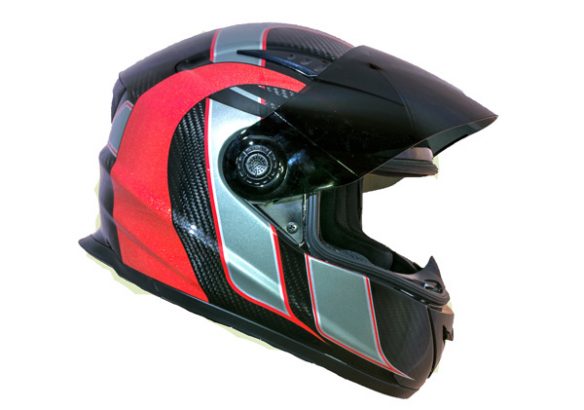 Casque moto intégré fibre de carbone Riot (Rouge)