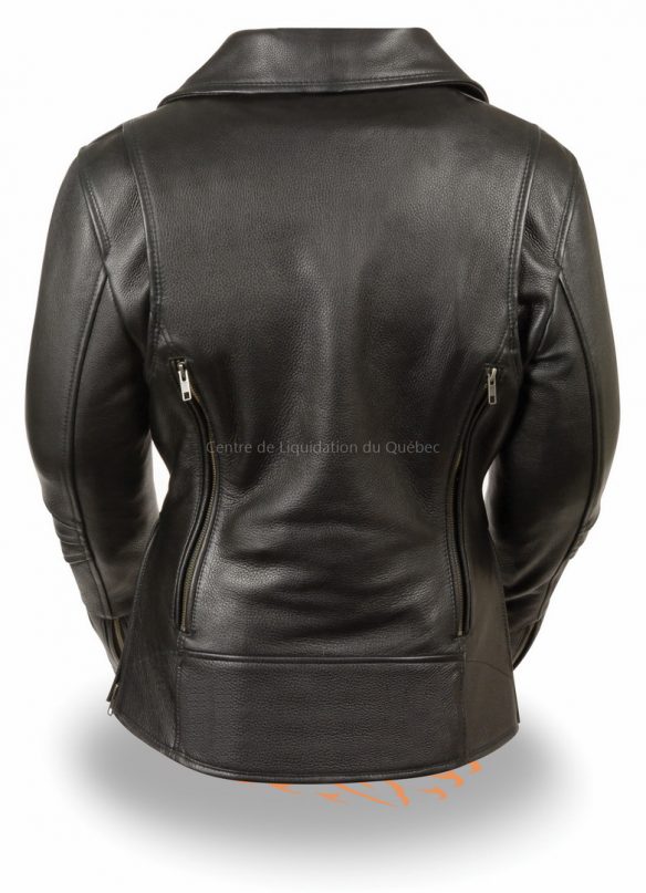 mll2580 - women's long length beltless vented biker jacket - 2