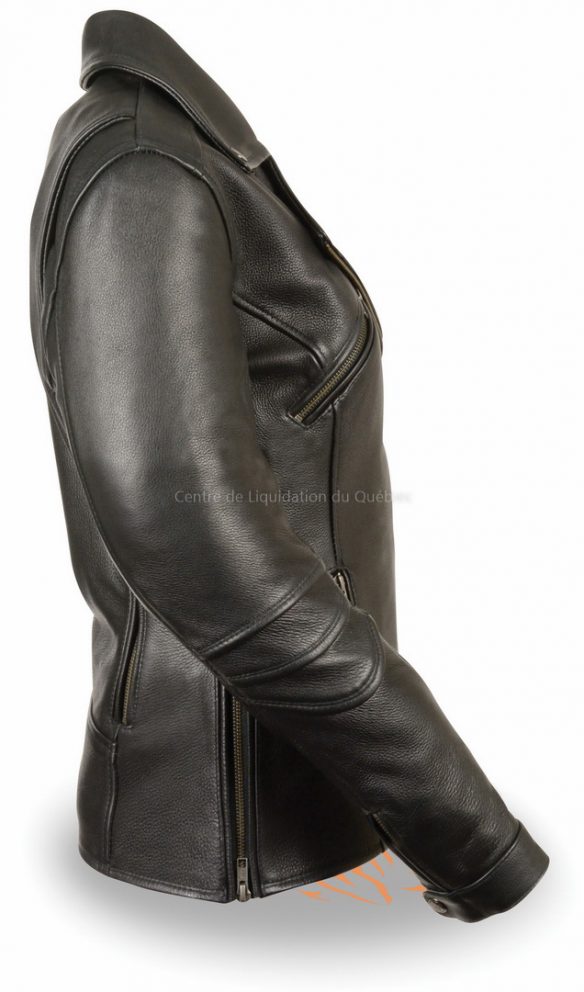 mll2580 - women's long length beltless vented biker jacket - 3