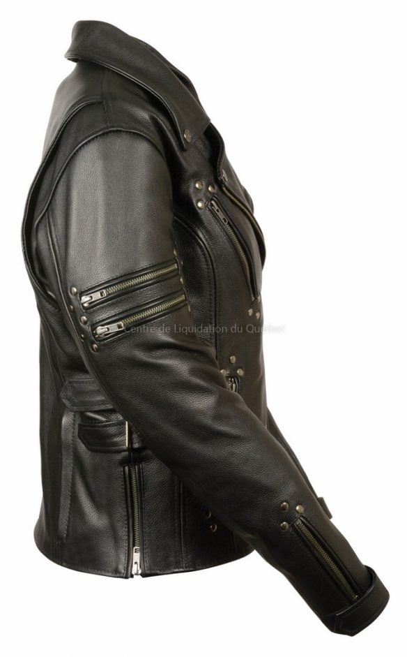 mll2885 - ladies fitted beltless m-c jacket w- rivet detailing