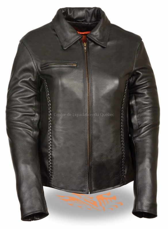 sh7093 - ladies shirt collar jacket w- braiding detail