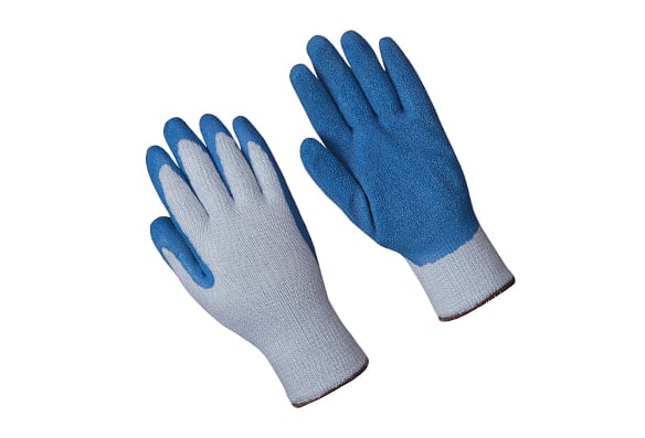 Toolway Gants TWXpert en coton tricoté gris avec paume en latex texturé  bleu - XL (105644)