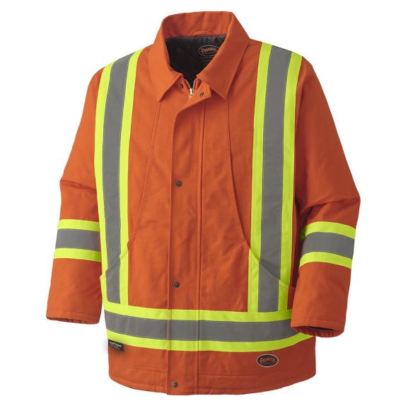 Manteau de sécurité - toile de coton matelassée - orange