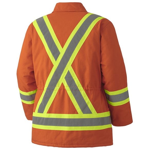 Manteau de sécurité - toile de coton matelassée - orange, dos