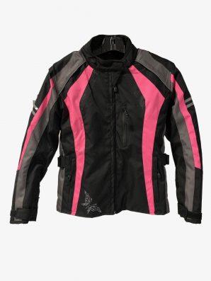 Trio vêtements de moto de couleurs variées (Blouson cordura + Gants + Pantalon) pour femme front