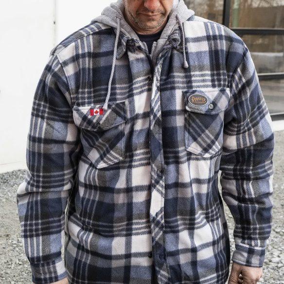 Pioneer Quilted Polar Fleece Hooded Shirt – Blue/Grey Plaid V3080396