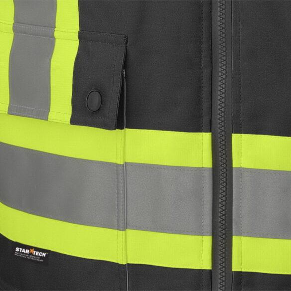 Manteau noir imperméable et imper-respirant haute visibilité 7en1 (10)