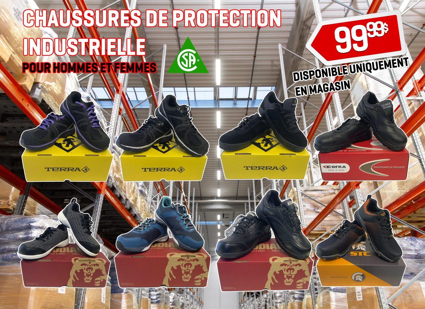 Chaussures de protection industrielle CSA (pour Elle ou Lui), en magasin seulement : https://centredeliquidationduquebec.com/contact/