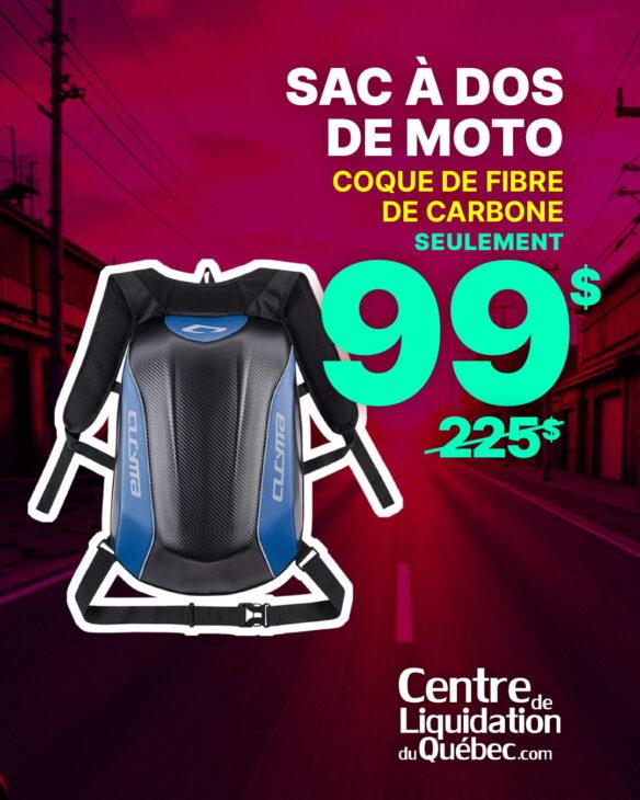 Sac à Dos Moto Coque Rigide BFR Helmets – 30L, Étanche, Design Carbone