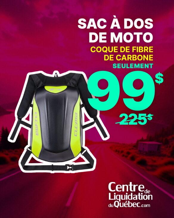 Sac à Dos Moto Coque Rigide BFR Helmets – 30L, Étanche, Design Carbone