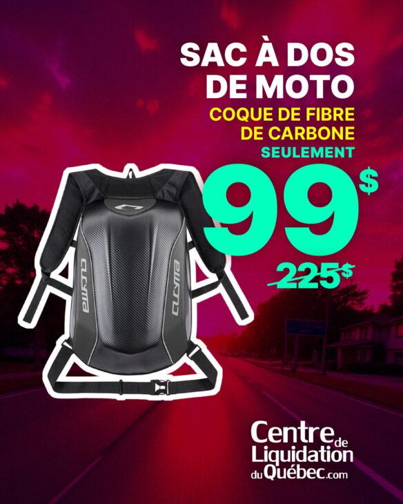 Sac à Dos Moto Coque Rigide BFR Helmets – 30L, Étanche, Design Carbone
