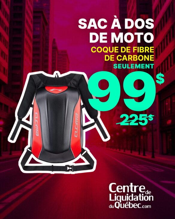 Sac à Dos Moto Coque Rigide BFR Helmets – 30L, Étanche, Design Carbone