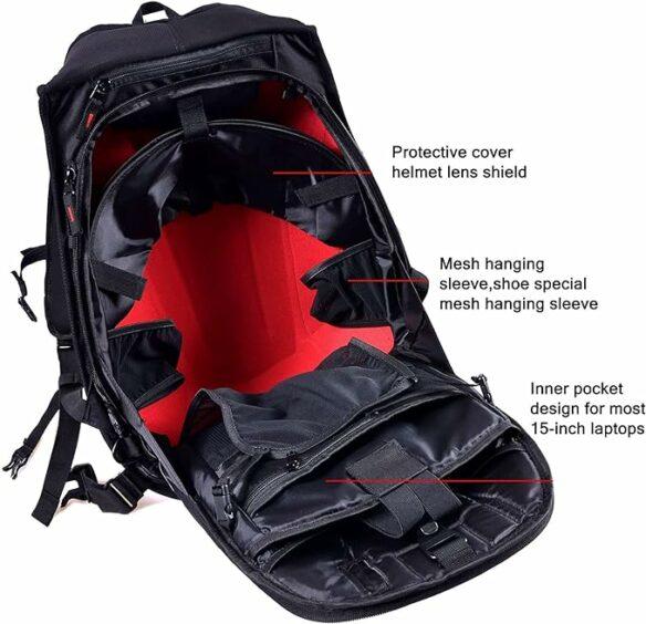 Sac à Dos Moto Coque Rigide BFR Helmets – 30L, Étanche, Design Carbone