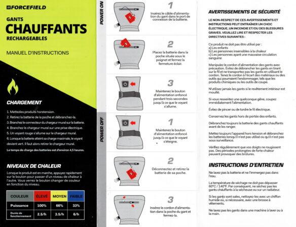 Gants chauffants rechargeables Forcefield – chaleur réglable, étanches et confort durable