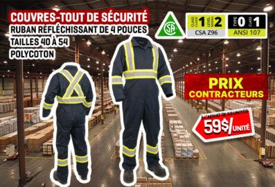 Couvre-tout de sécurité bleu marine avec bande réfléchissante 4 pouces – Haute visibilité
