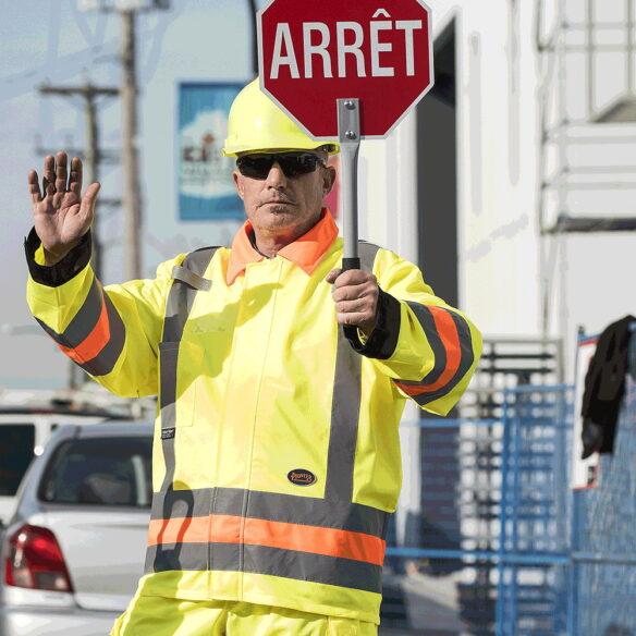 Manteau de signaleur haute visibilité respirant – CSA Z96 et MTQ avec bandes réfléchissantes