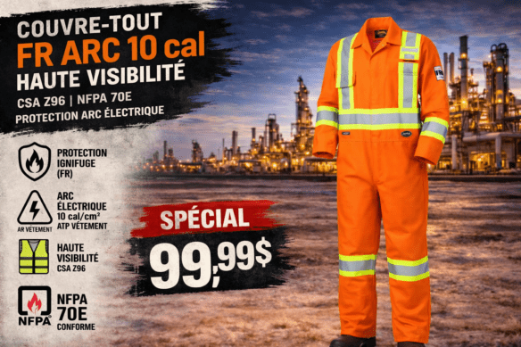 Couvre-tout FR ARC 10 cal haute visibilité – CSA Z96, NFPA 70E, protection arc électrique
