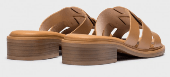 Sandale mule en cuir à talon bloc pour femme