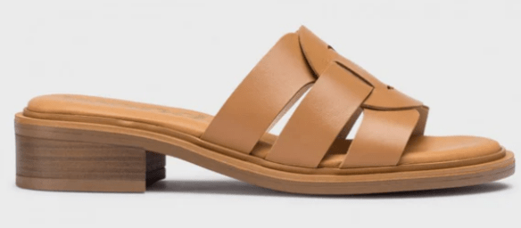 Sandale mule en cuir à talon bloc pour femme