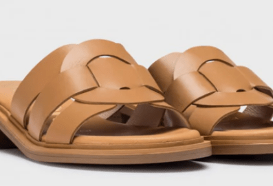 Sandale mule en cuir à talon bloc pour femme