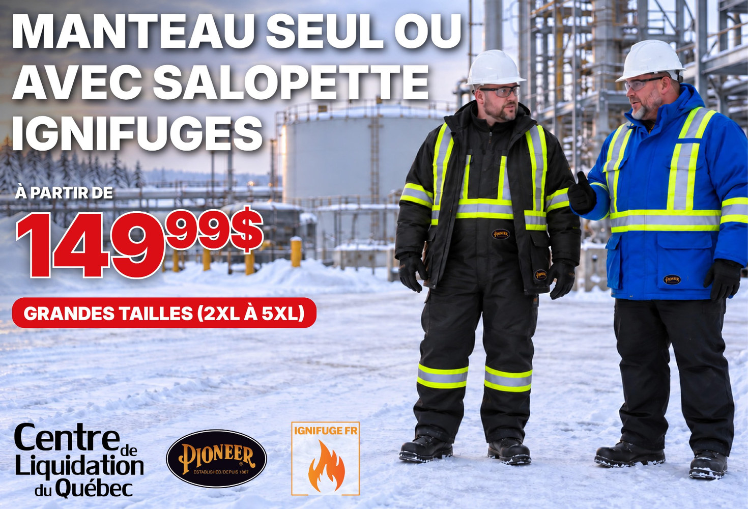Ensemble manteau et salopette d’hiver ignifuge Pioneer 5523 et 5533 – Grandes tailles – Liquidation