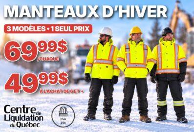 Manteaux d’hiver haute visibilité Pioneer et Forcefield – Liquidation – 6+ à 49,99 $ ch.