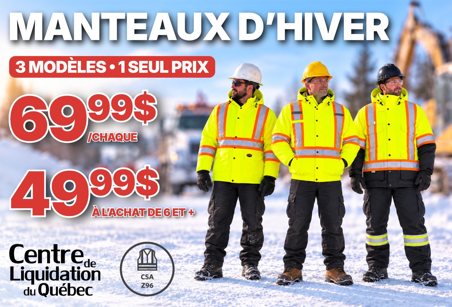 Manteaux d’hiver haute visibilité Pioneer et Forcefield – Liquidation – 6+ à 49,99 $ ch.